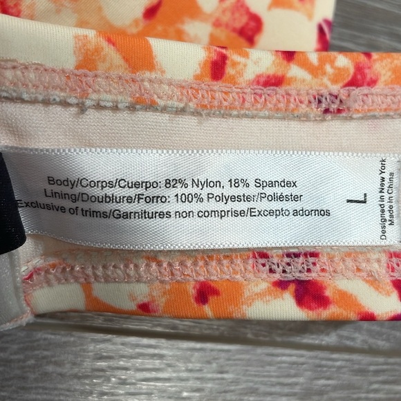 Adore Me Bikini Top Strappy Crossback Padded Watercolor Orange Floral L - Picture 9 of 10